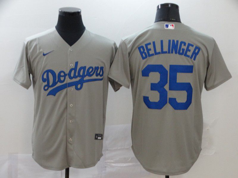 Men Los Angeles Dodgers 35 Bellinger Grey Nike Game MLB Jerseys